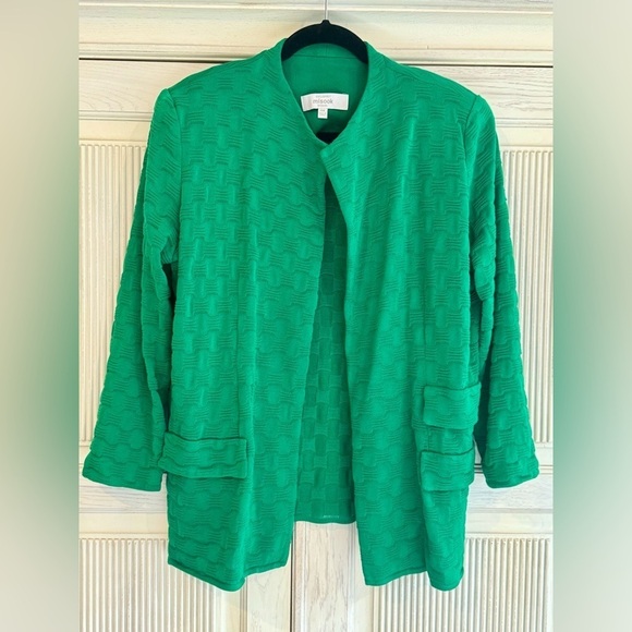EXCLUSIVELY MISOOK Women’s Kelly Green Knit Cardigan Sweater Jacket, 0X - Picture 1 of 15